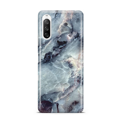 Faux Marble Blue Grey Sony Xperia 10 III Case
