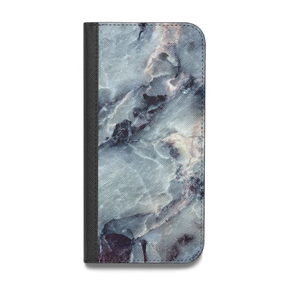 Faux Marble Blue Grey Vegan Leather Flip iPhone Case