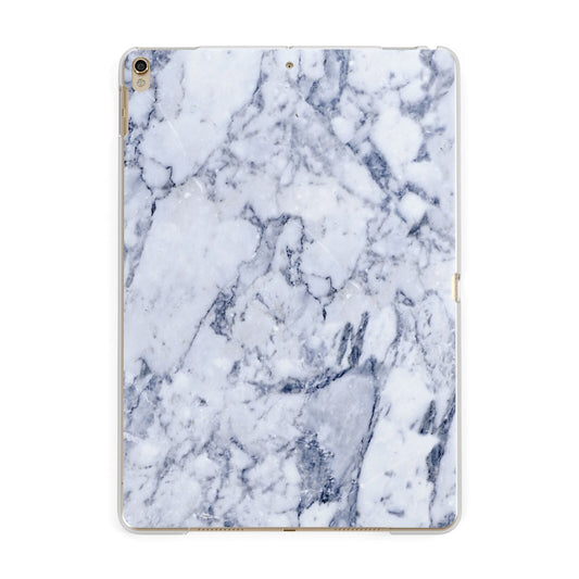 Faux Marble Blue Grey White Apple iPad Gold Case