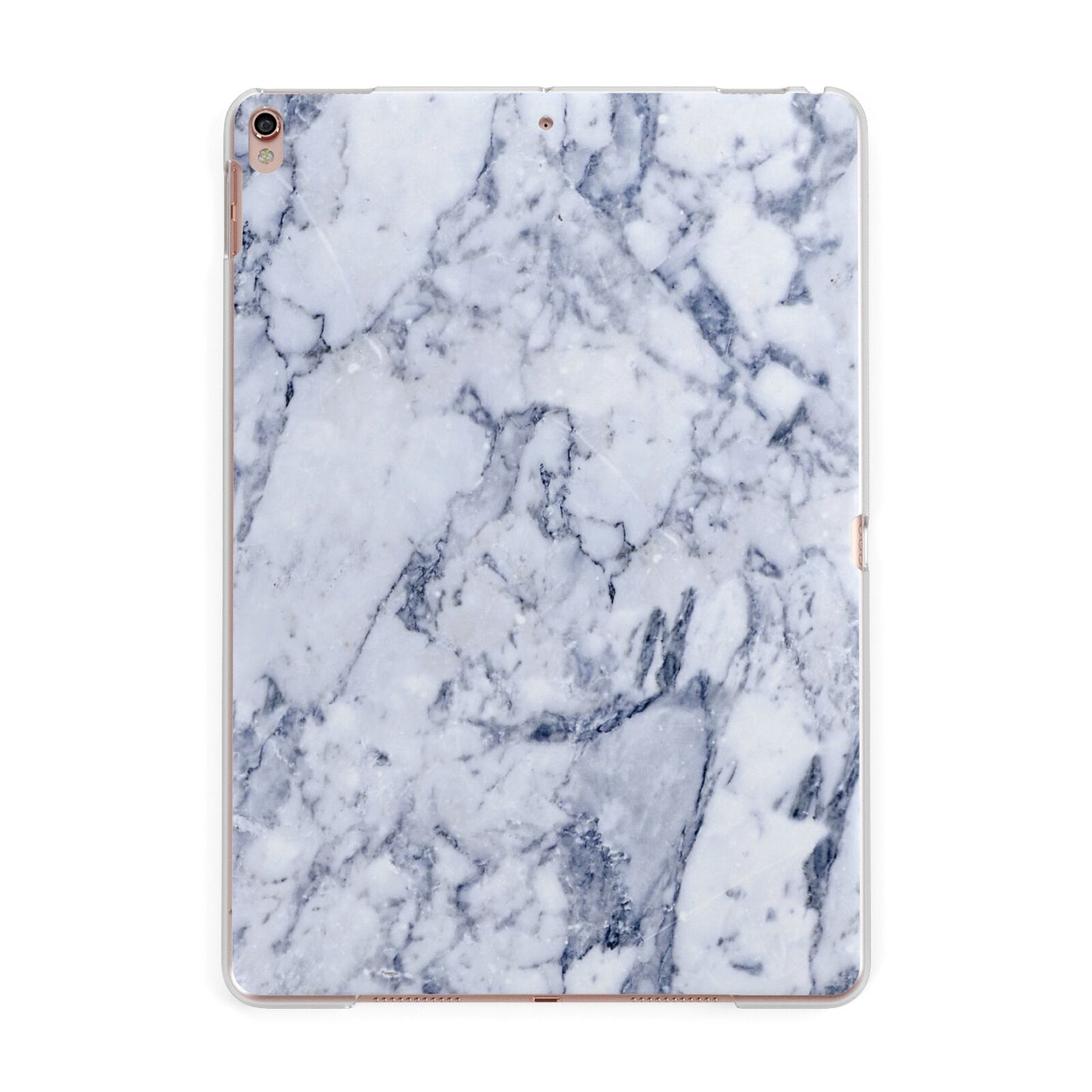 Faux Marble Blue Grey White Apple iPad Rose Gold Case