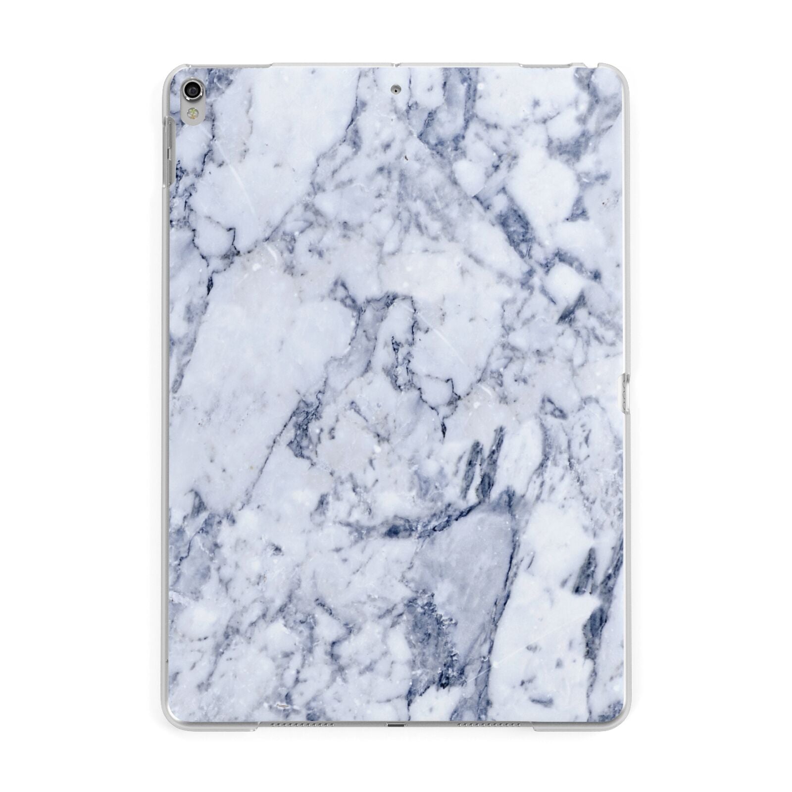 Faux Marble Blue Grey White Apple iPad Silver Case
