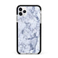 Faux Marble Blue Grey White Apple iPhone 11 Pro Max in Silver with Black Impact Case