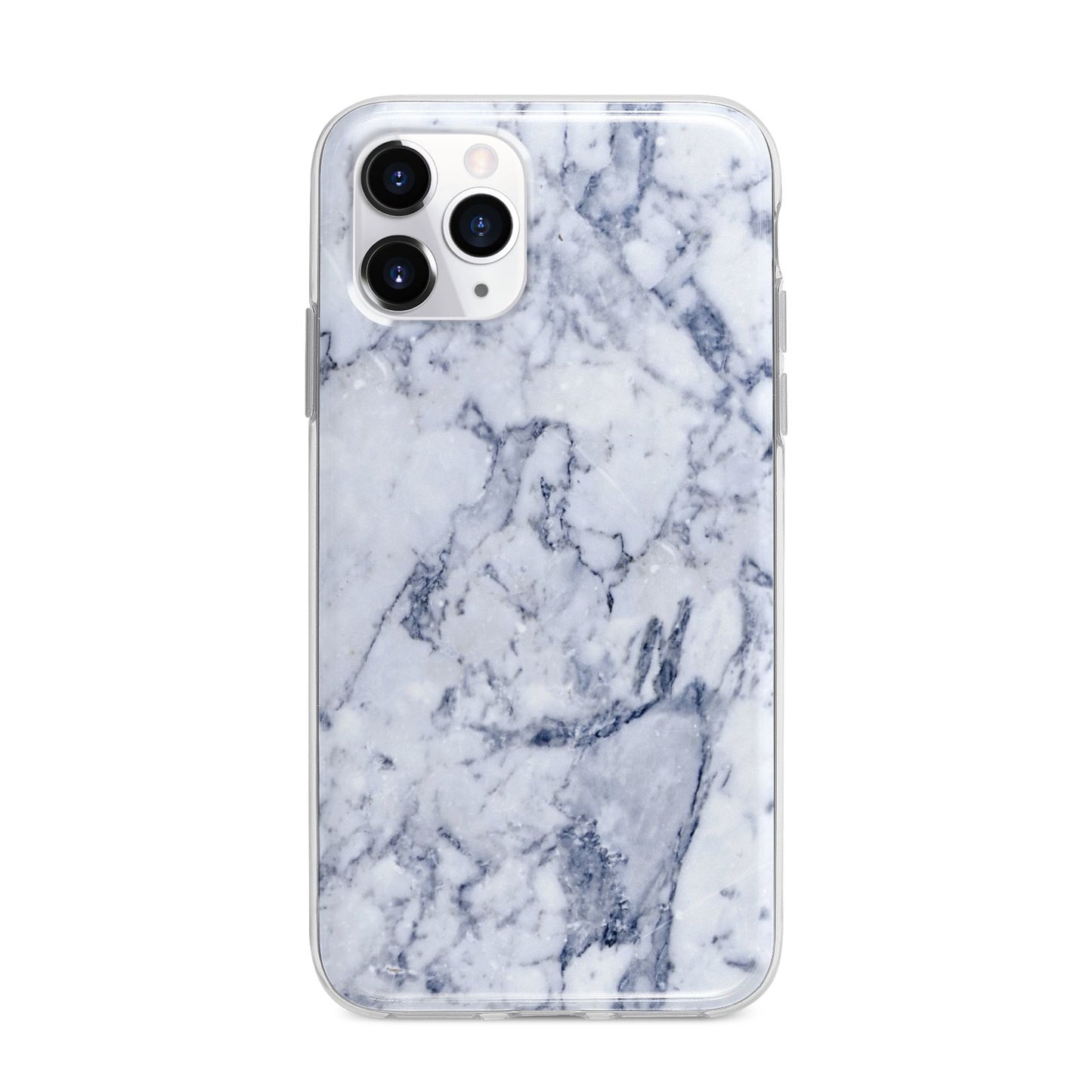 Faux Marble Blue Grey White Apple iPhone 11 Pro Max in Silver with Bumper Case