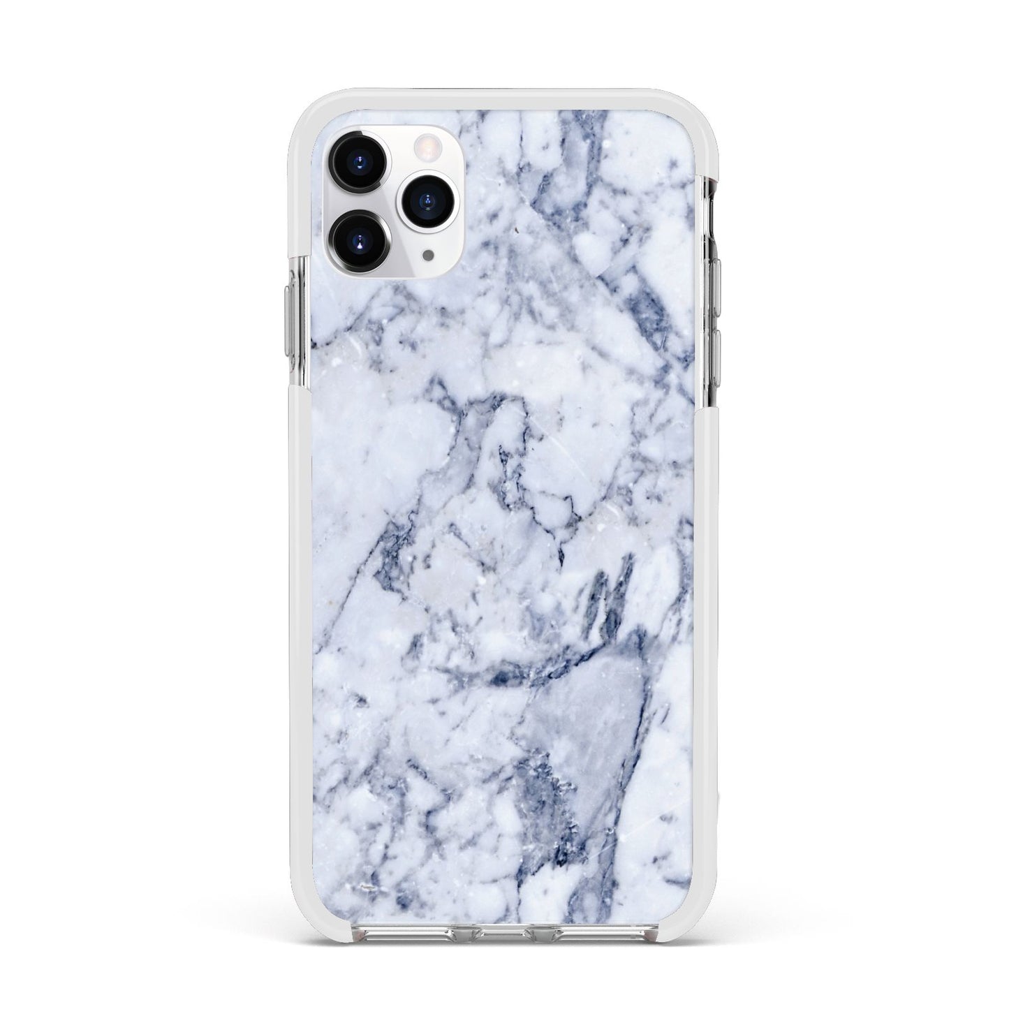 Faux Marble Blue Grey White Apple iPhone 11 Pro Max in Silver with White Impact Case