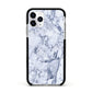 Faux Marble Blue Grey White Apple iPhone 11 Pro in Silver with Black Impact Case