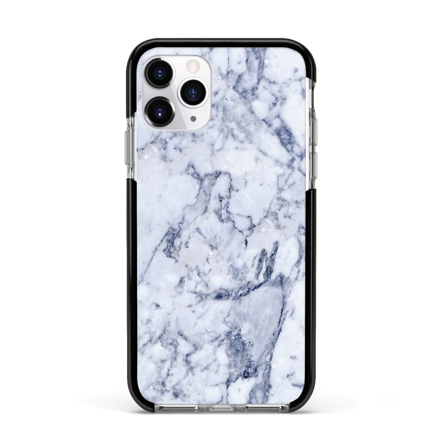 Faux Marble Blue Grey White Apple iPhone 11 Pro in Silver with Black Impact Case