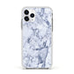 Faux Marble Blue Grey White Apple iPhone 11 Pro in Silver with White Impact Case