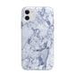 Faux Marble Blue Grey White Apple iPhone 11 in White with Bumper Case