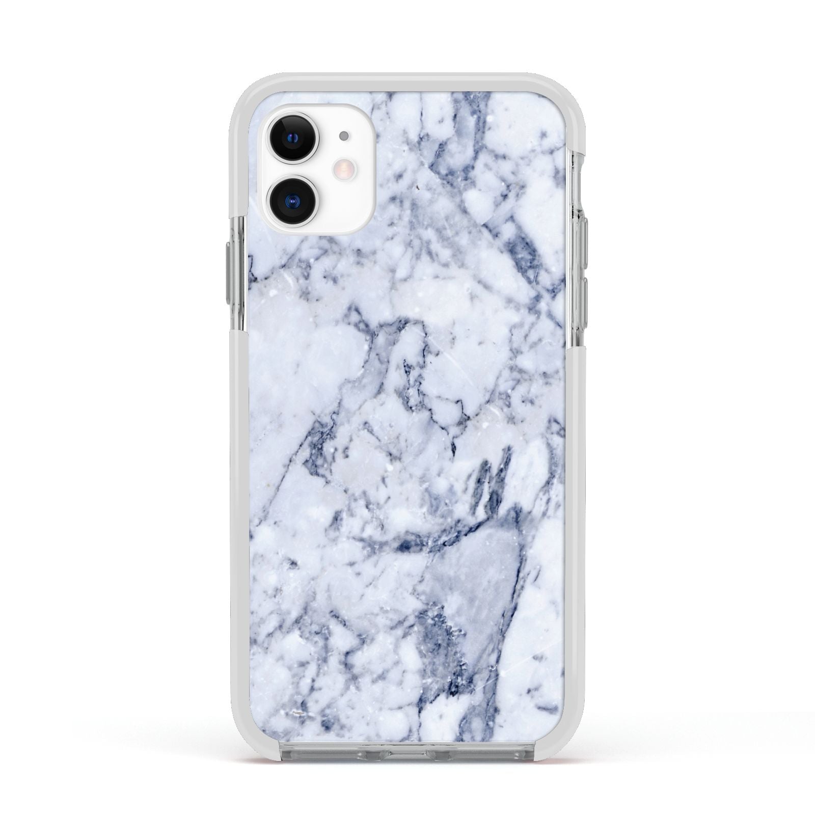 Faux Marble Blue Grey White Apple iPhone 11 in White with White Impact Case