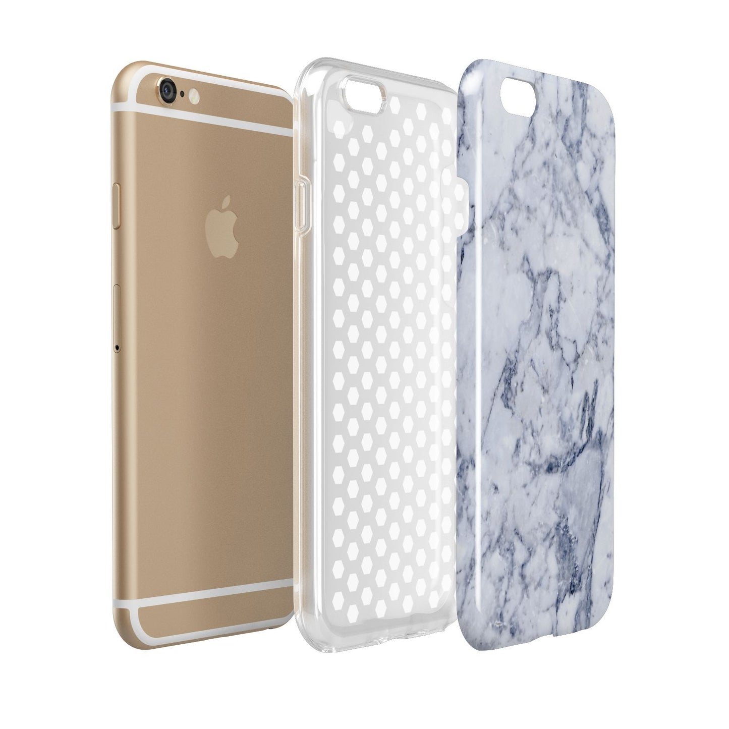Faux Marble Blue Grey White Apple iPhone 6 3D Tough Case Expanded view