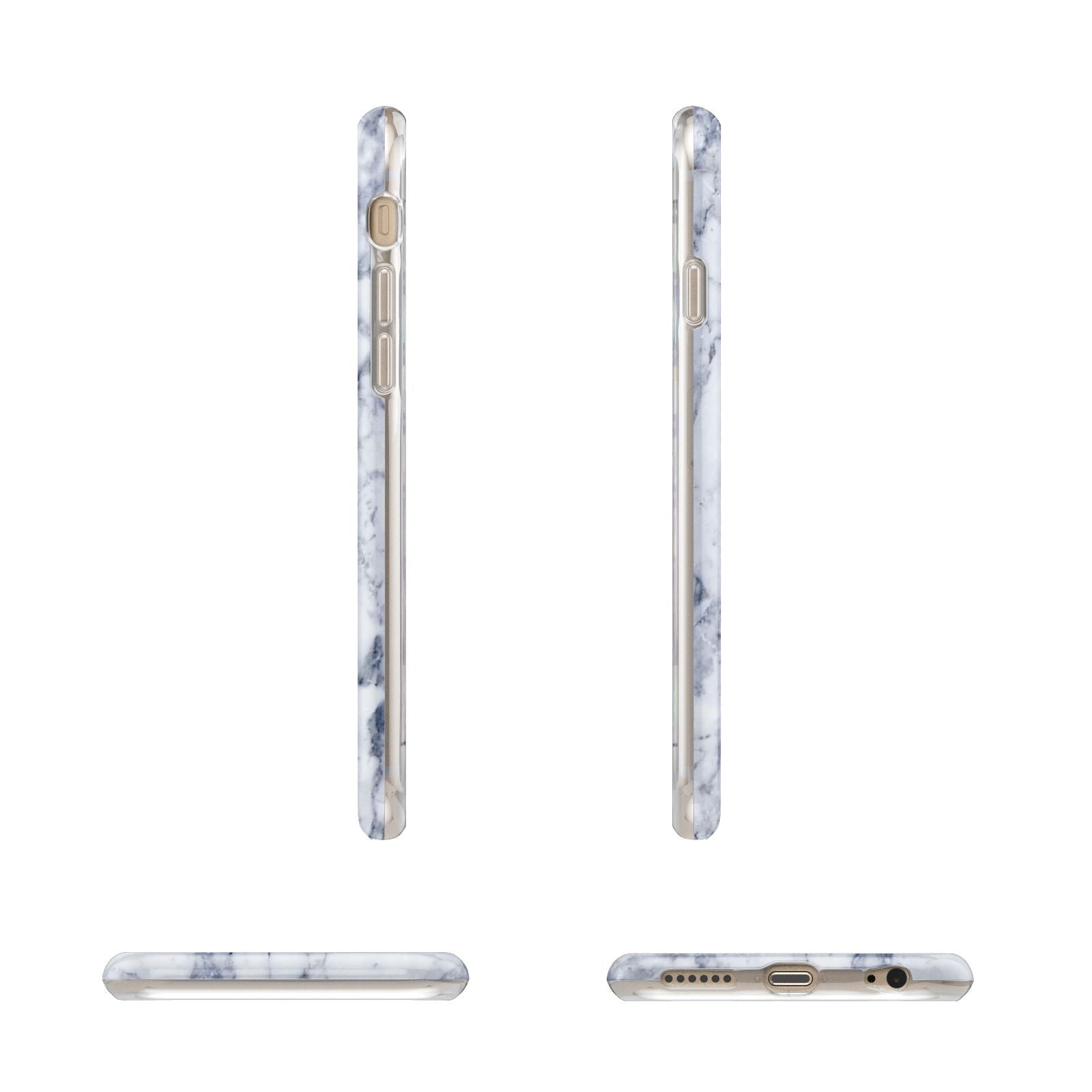 Faux Marble Blue Grey White Apple iPhone 6 3D Wrap Tough Case Alternative Image Angles