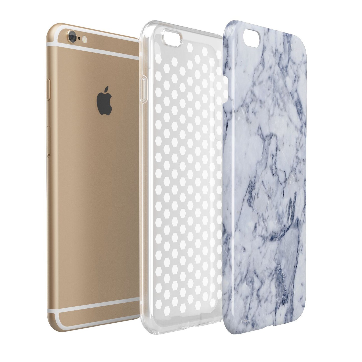 Faux Marble Blue Grey White Apple iPhone 6 Plus 3D Tough Case Expand Detail Image