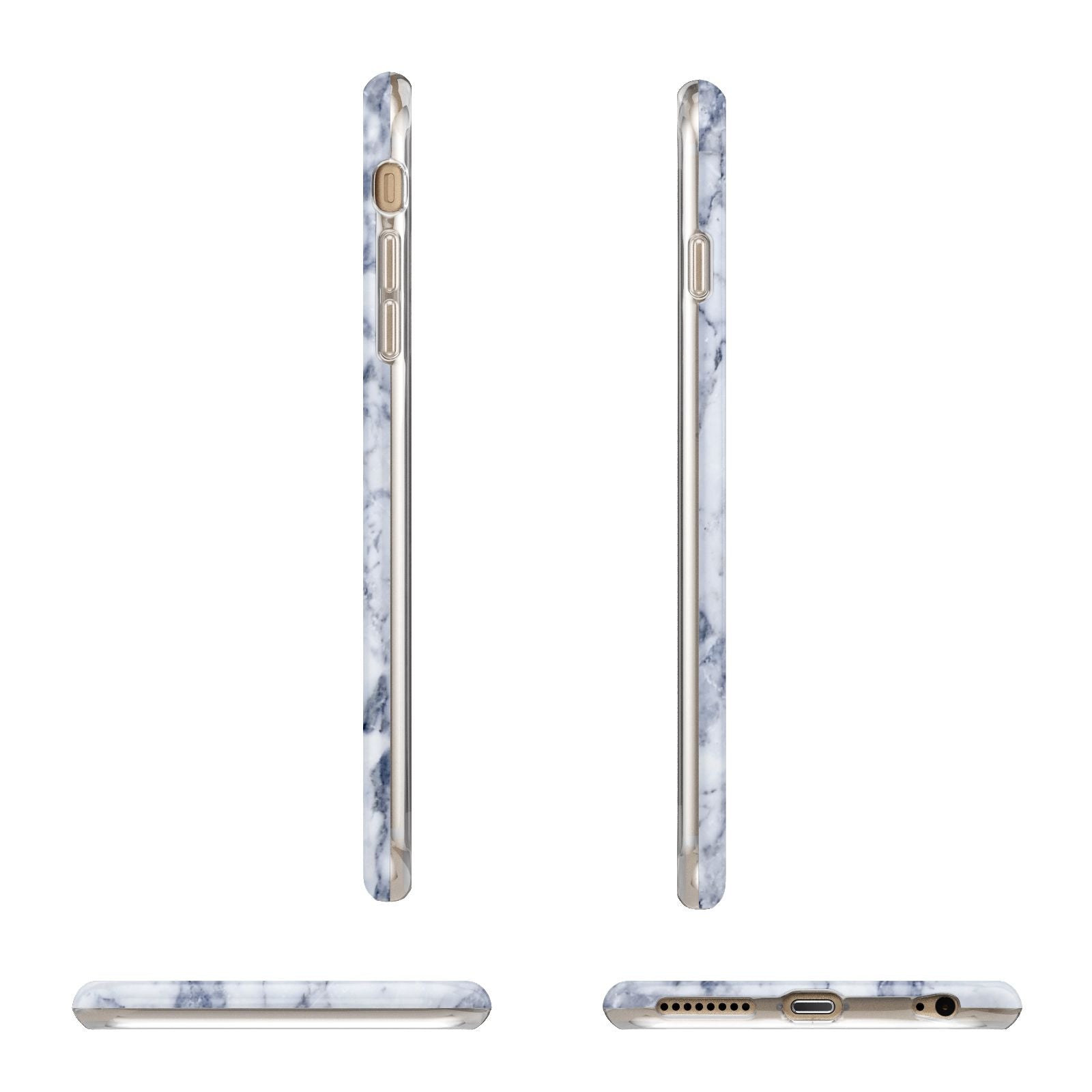 Faux Marble Blue Grey White Apple iPhone 6 Plus 3D Wrap Tough Case Alternative Image Angles
