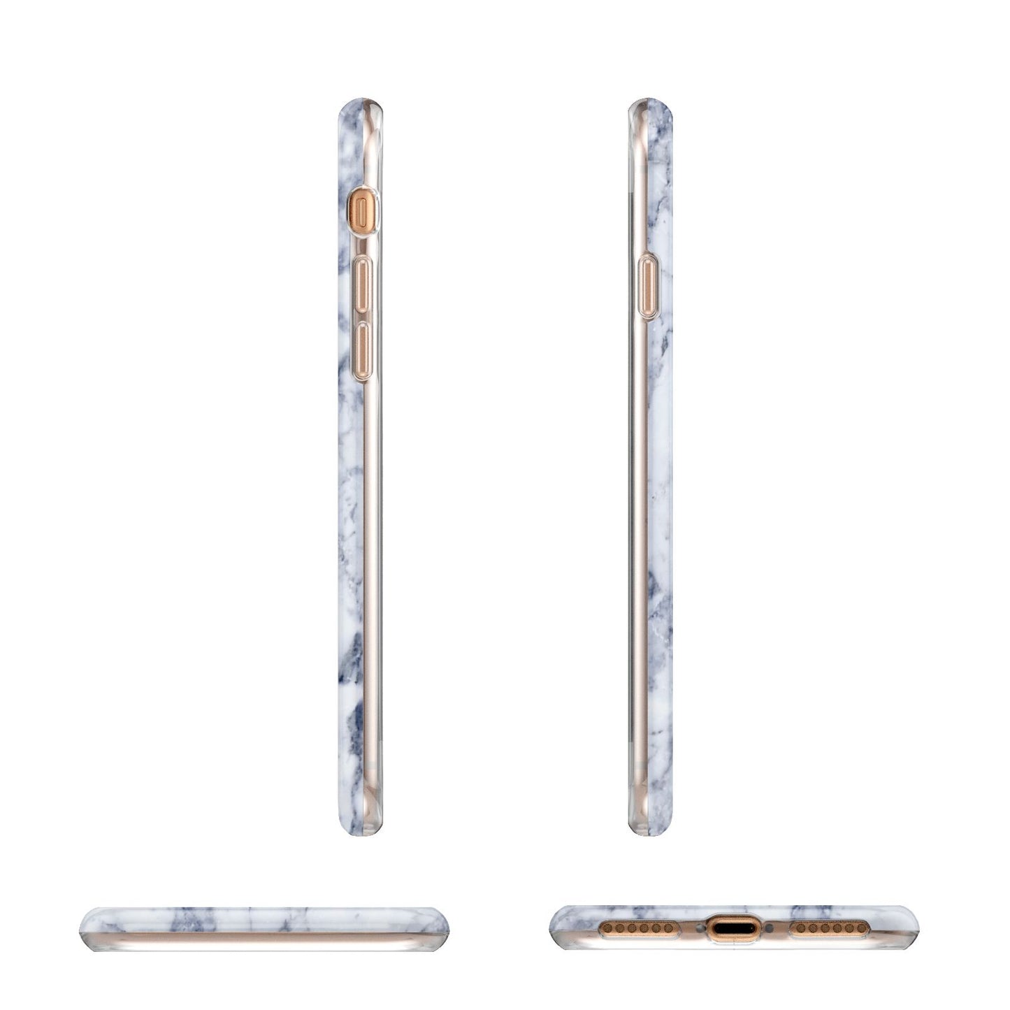 Faux Marble Blue Grey White Apple iPhone 7 8 3D Wrap Tough Case Alternative Image Angles
