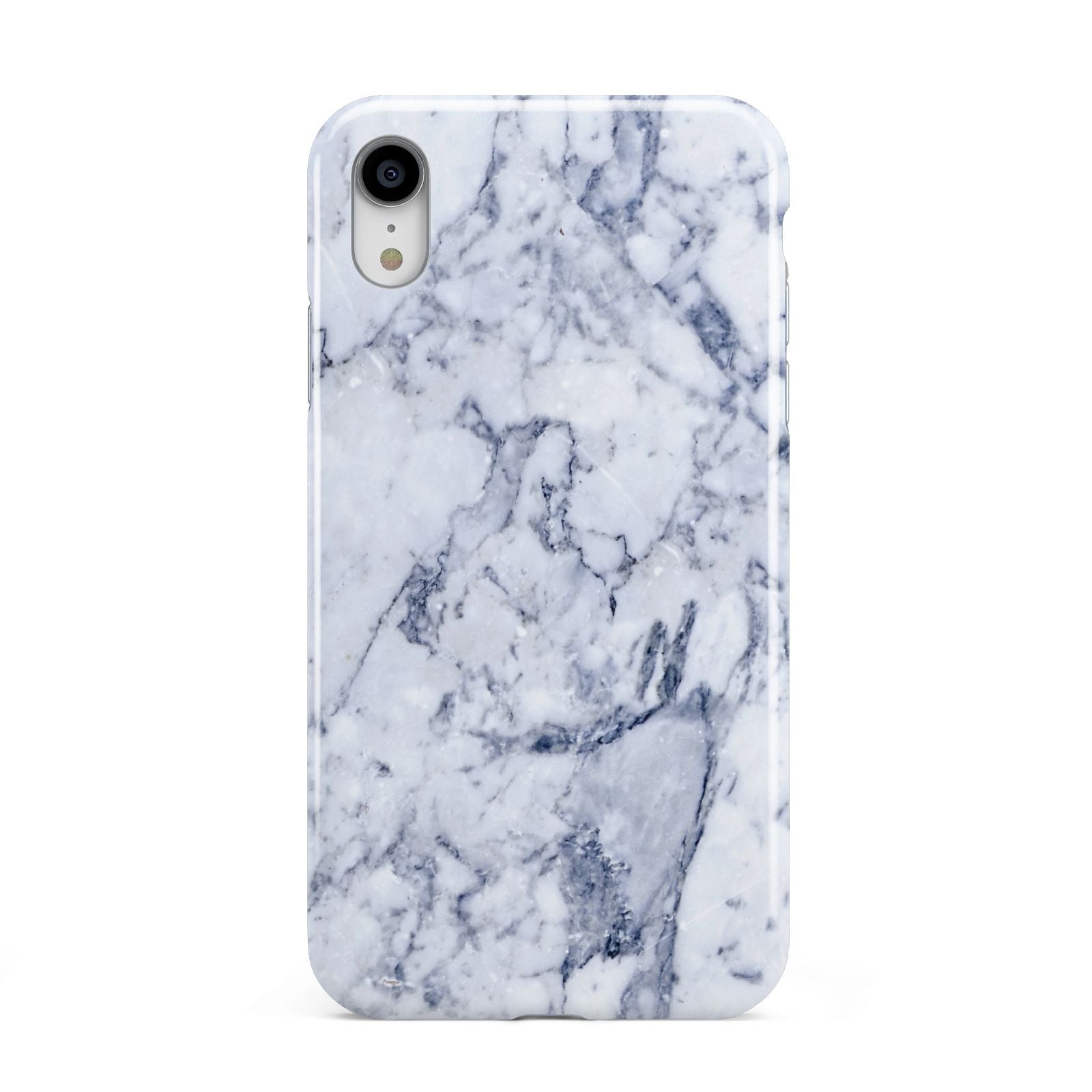 Faux Marble Blue Grey White Apple iPhone XR White 3D Tough Case