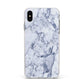 Faux Marble Blue Grey White Apple iPhone Xs Max Impact Case White Edge on Silver Phone