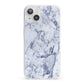 Faux Marble Blue Grey White iPhone 13 Clear Bumper Case