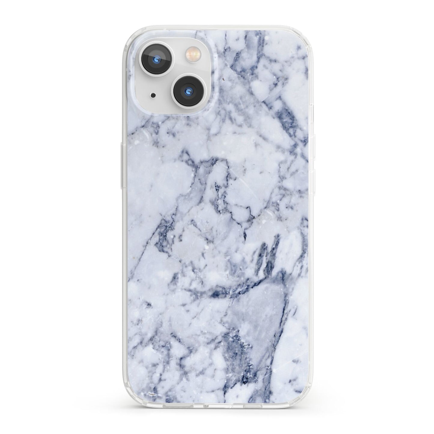 Faux Marble Blue Grey White iPhone 13 Clear Bumper Case