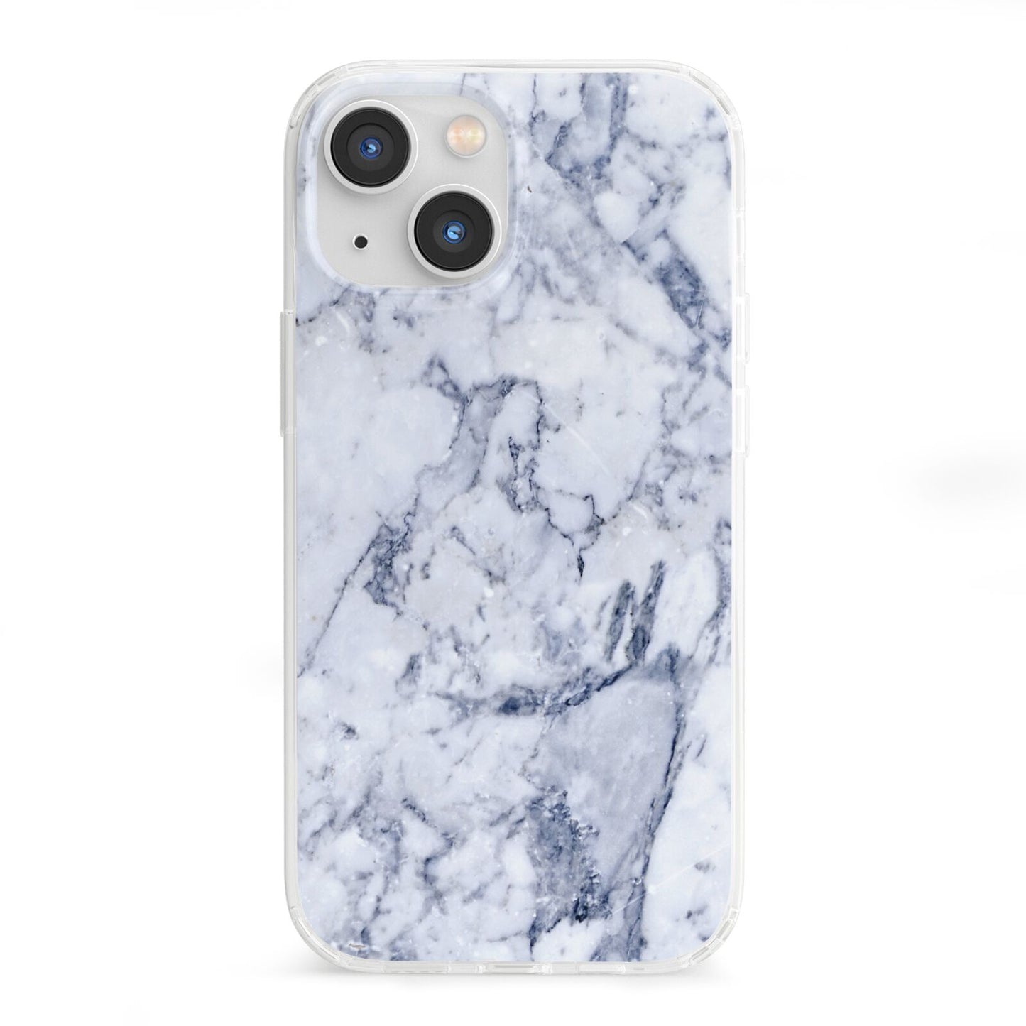 Faux Marble Blue Grey White iPhone 13 Mini Clear Bumper Case