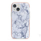 Faux Marble Blue Grey White iPhone 13 Mini TPU Impact Case with Pink Edges