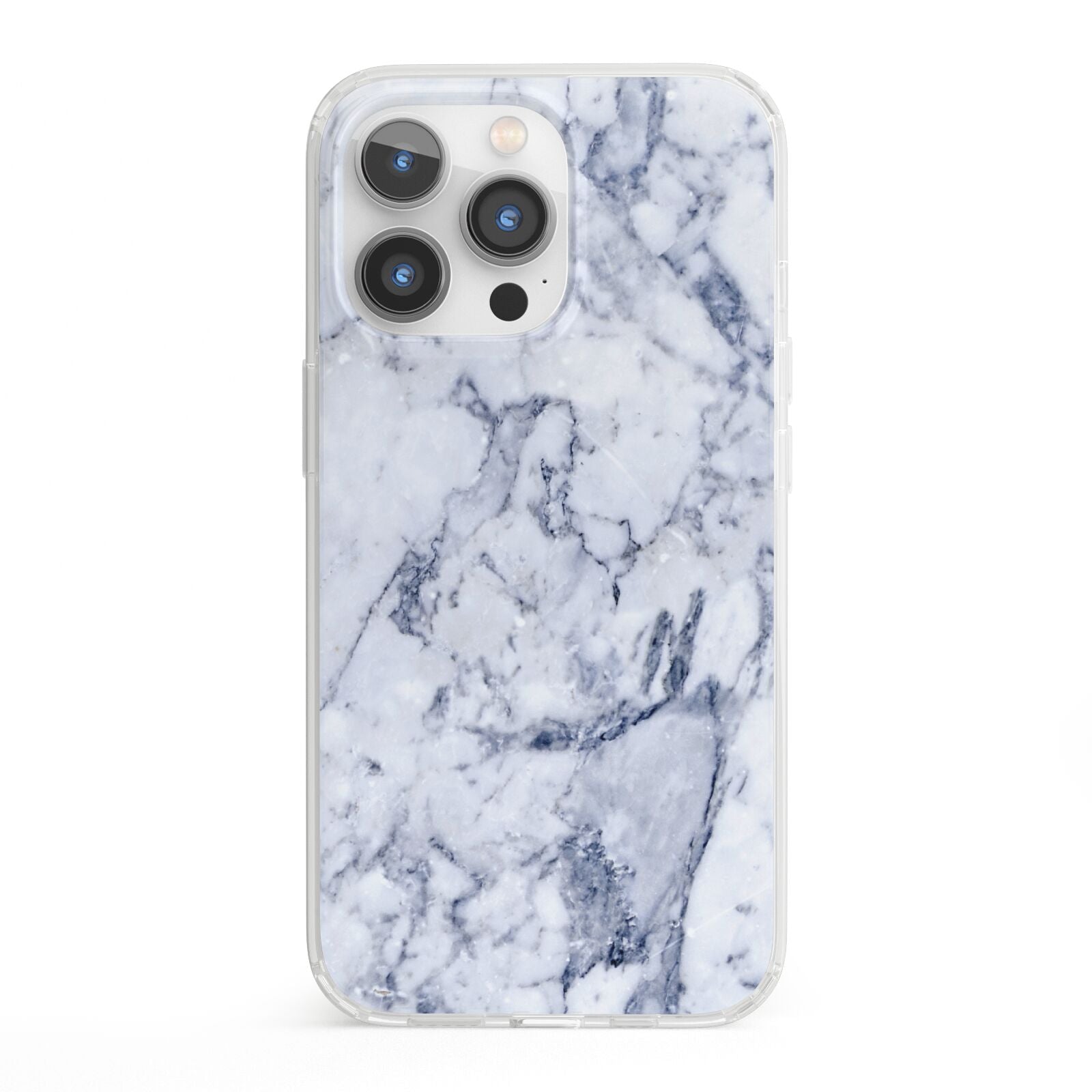 Faux Marble Blue Grey White iPhone 13 Pro Clear Bumper Case