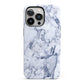 Faux Marble Blue Grey White iPhone 13 Pro Full Wrap 3D Tough Case