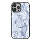 Faux Marble Blue Grey White iPhone 13 Pro Max Black Impact Case on Silver phone