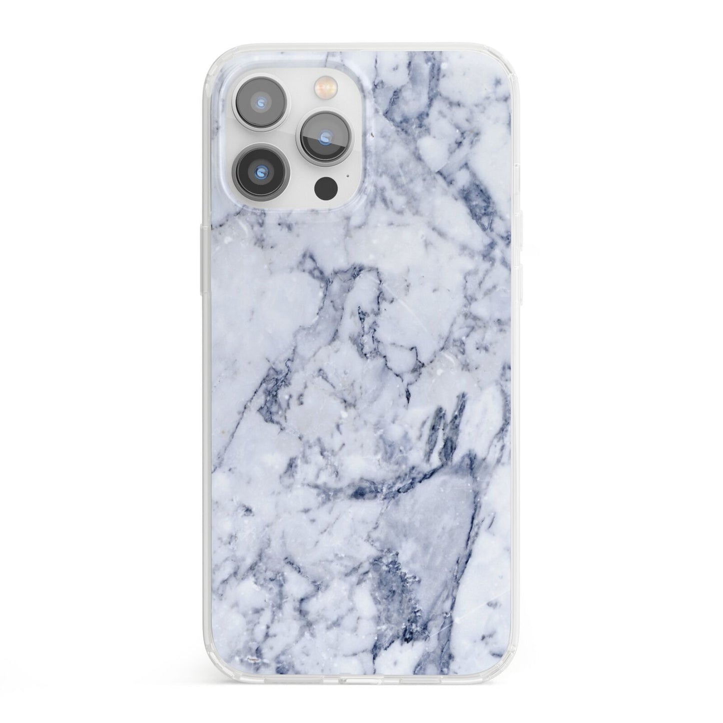 Faux Marble Blue Grey White iPhone 13 Pro Max Clear Bumper Case