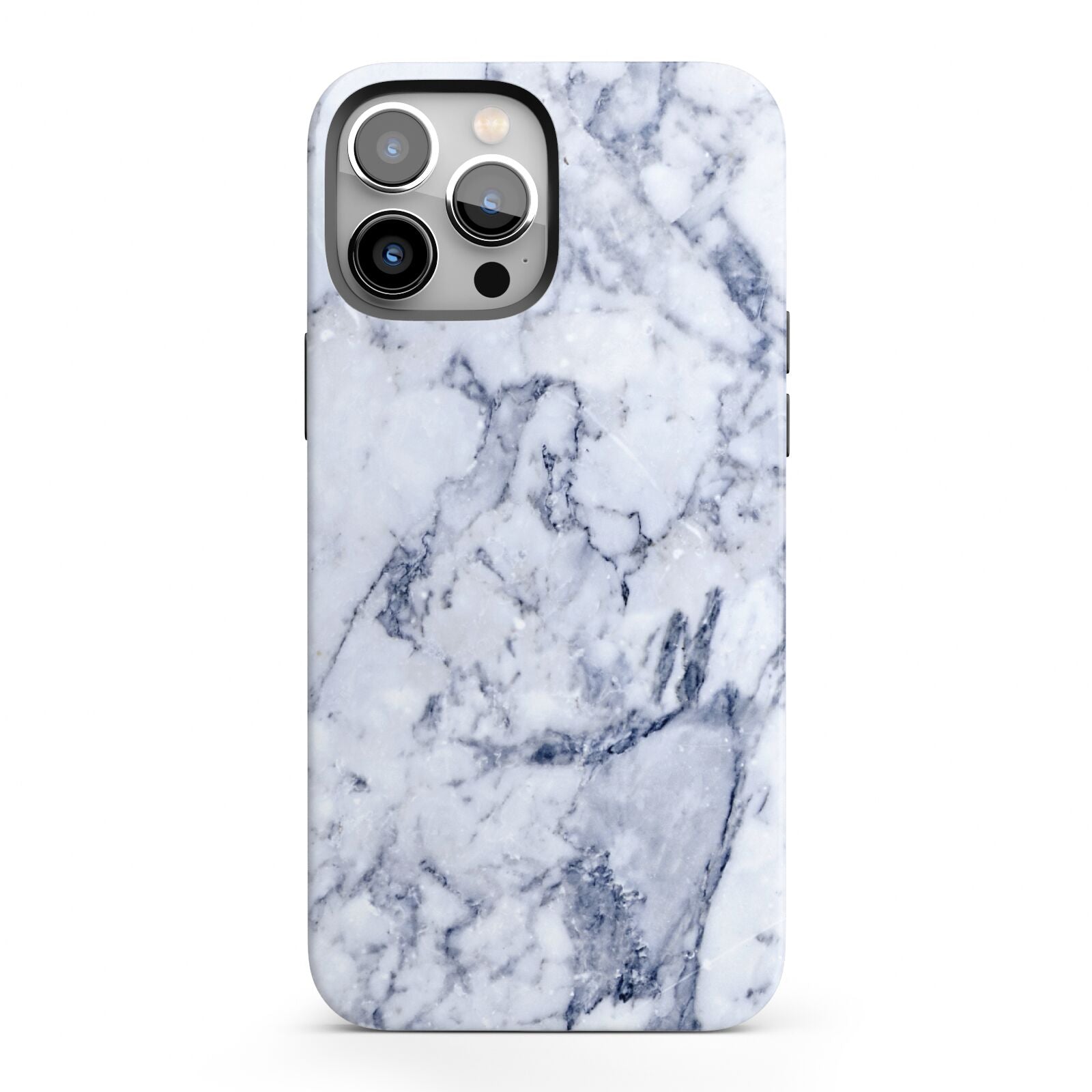 Faux Marble Blue Grey White iPhone 13 Pro Max Full Wrap 3D Tough Case