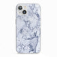 Faux Marble Blue Grey White iPhone 13 TPU Impact Case with White Edges
