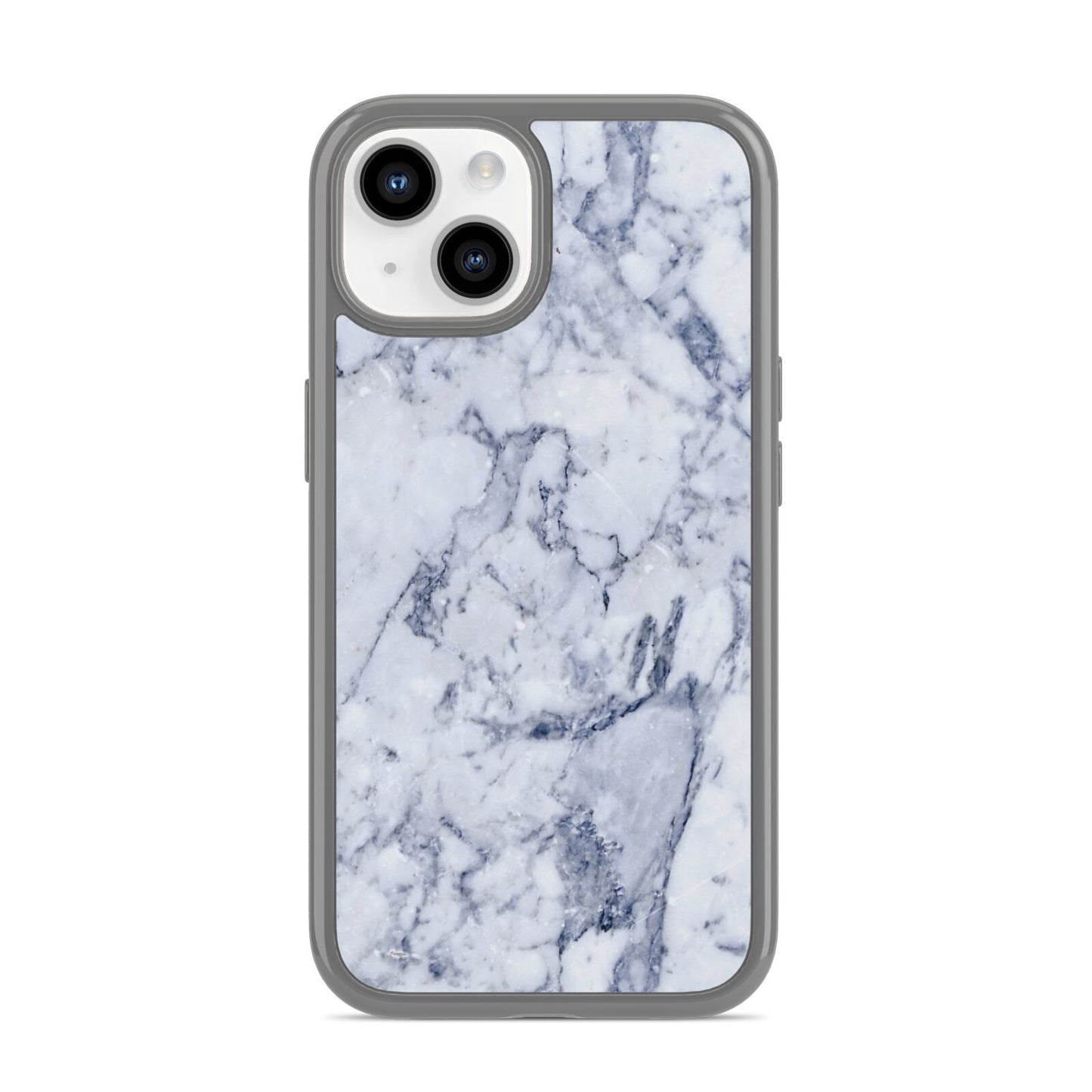 Faux Marble Blue Grey White iPhone 14 Clear Tough Case Starlight