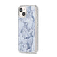 Faux Marble Blue Grey White iPhone 14 Glitter Tough Case Starlight Angled Image