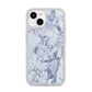 Faux Marble Blue Grey White iPhone 14 Glitter Tough Case Starlight
