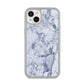 Faux Marble Blue Grey White iPhone 14 Plus Clear Tough Case Starlight