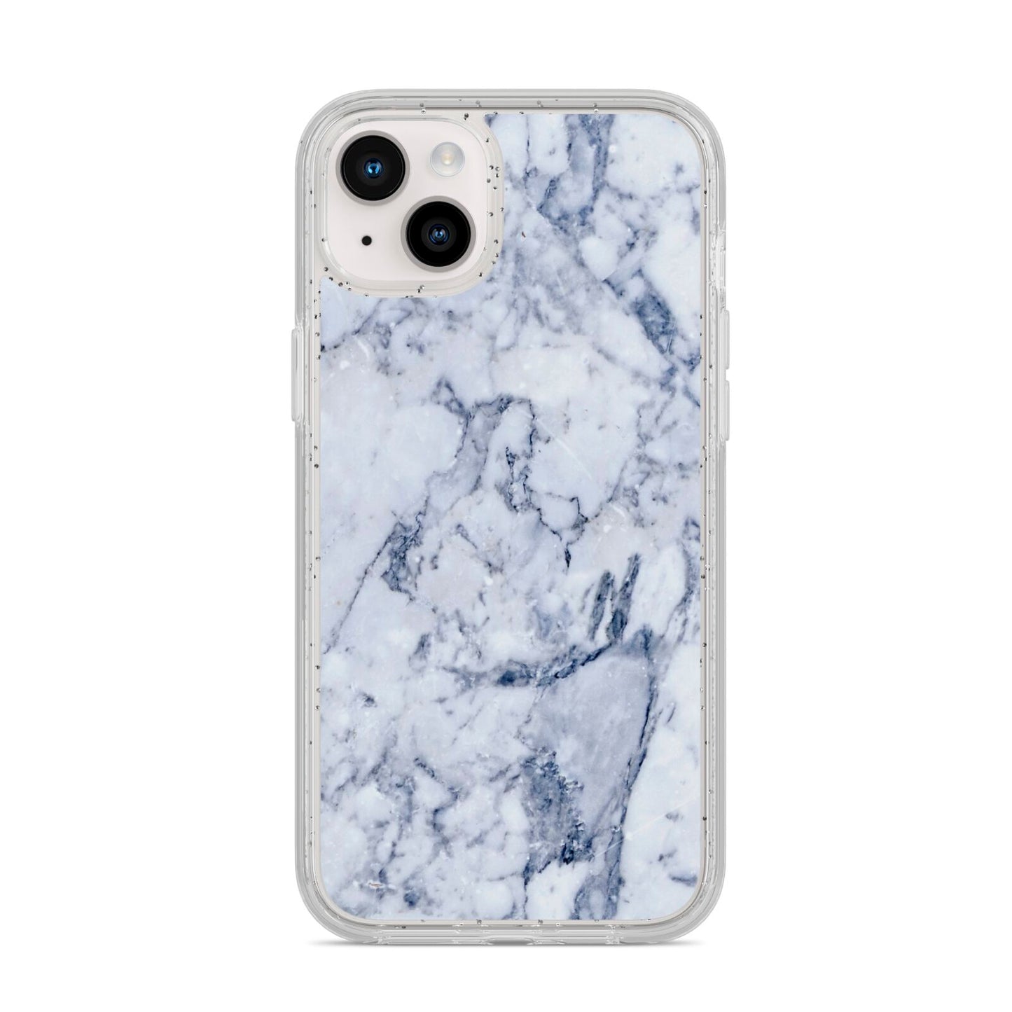 Faux Marble Blue Grey White iPhone 14 Plus Glitter Tough Case Starlight