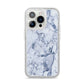 Faux Marble Blue Grey White iPhone 14 Pro Glitter Tough Case Silver