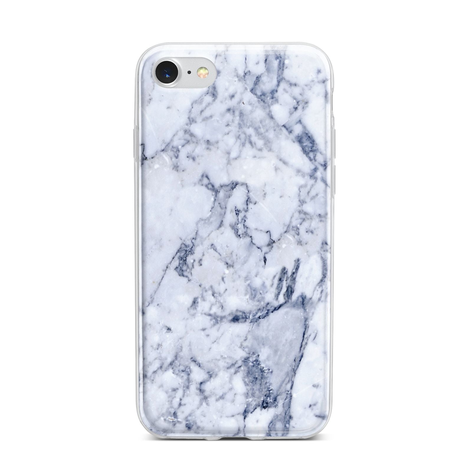 Faux Marble Blue Grey White iPhone 7 Bumper Case on Silver iPhone