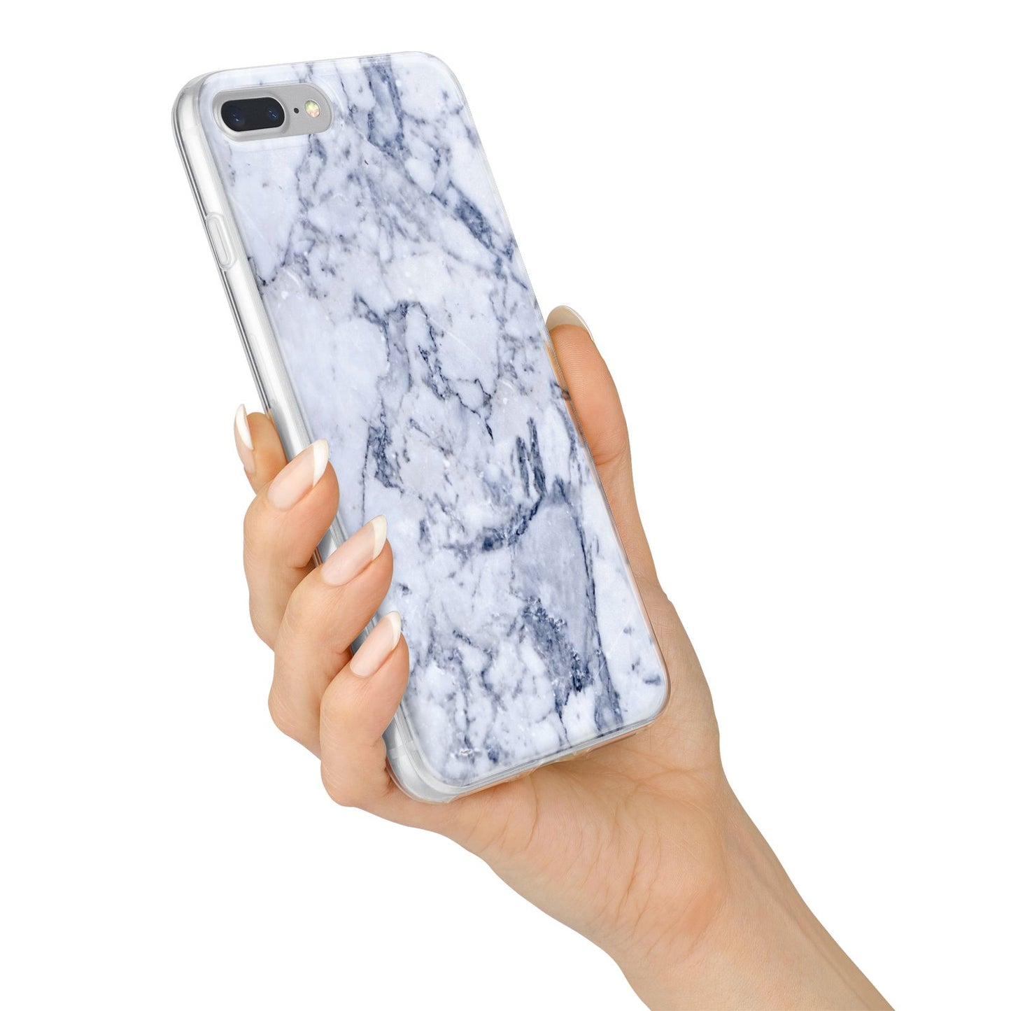 Faux Marble Blue Grey White iPhone 7 Plus Bumper Case on Silver iPhone Alternative Image