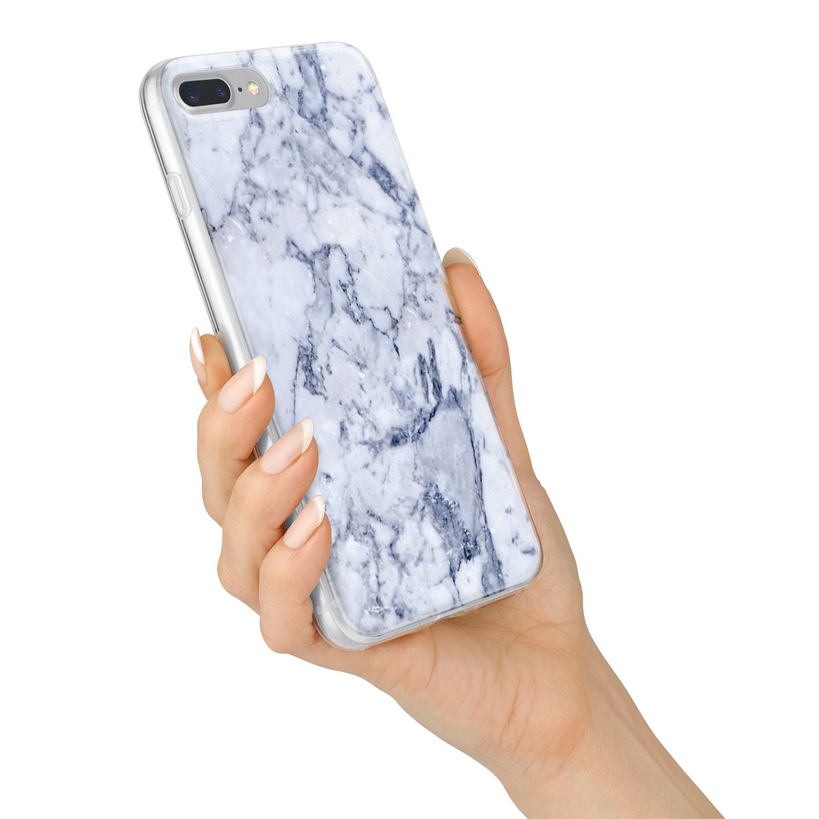 Faux Marble Blue Grey White iPhone 7 Plus Bumper Case on Silver iPhone Alternative Image