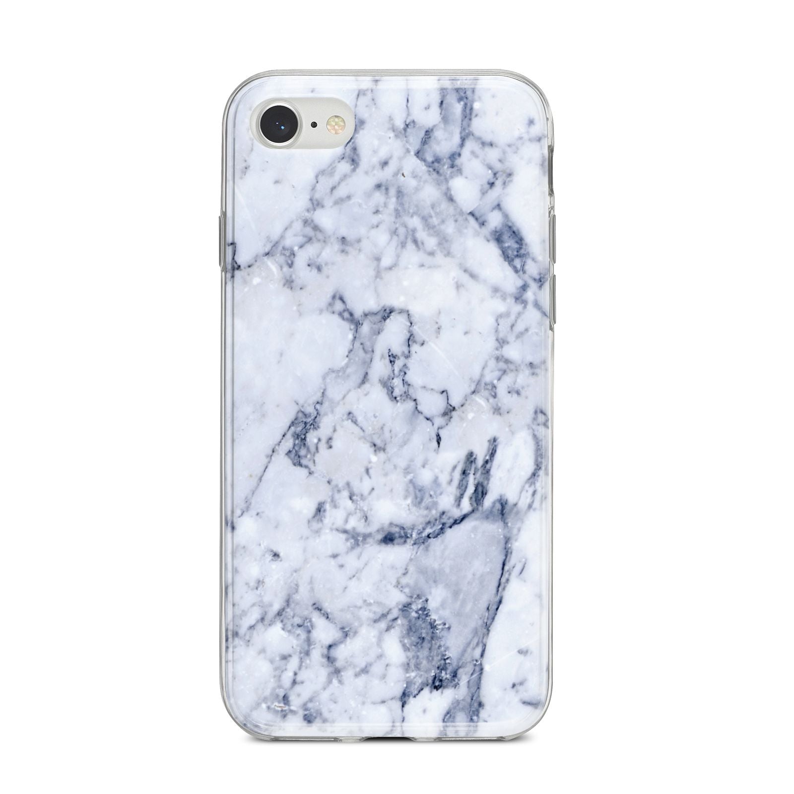 Faux Marble Blue Grey White iPhone 8 Bumper Case on Silver iPhone