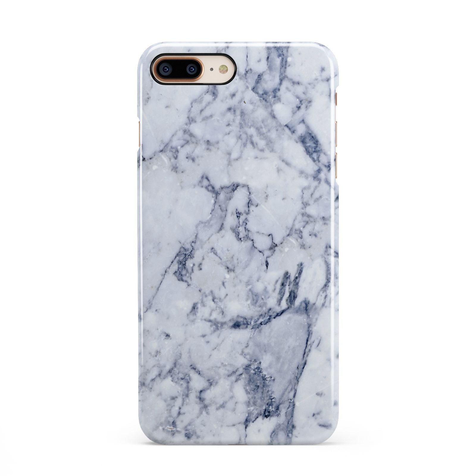 Faux Marble Blue Grey White iPhone 8 Plus 3D Snap Case on Gold Phone