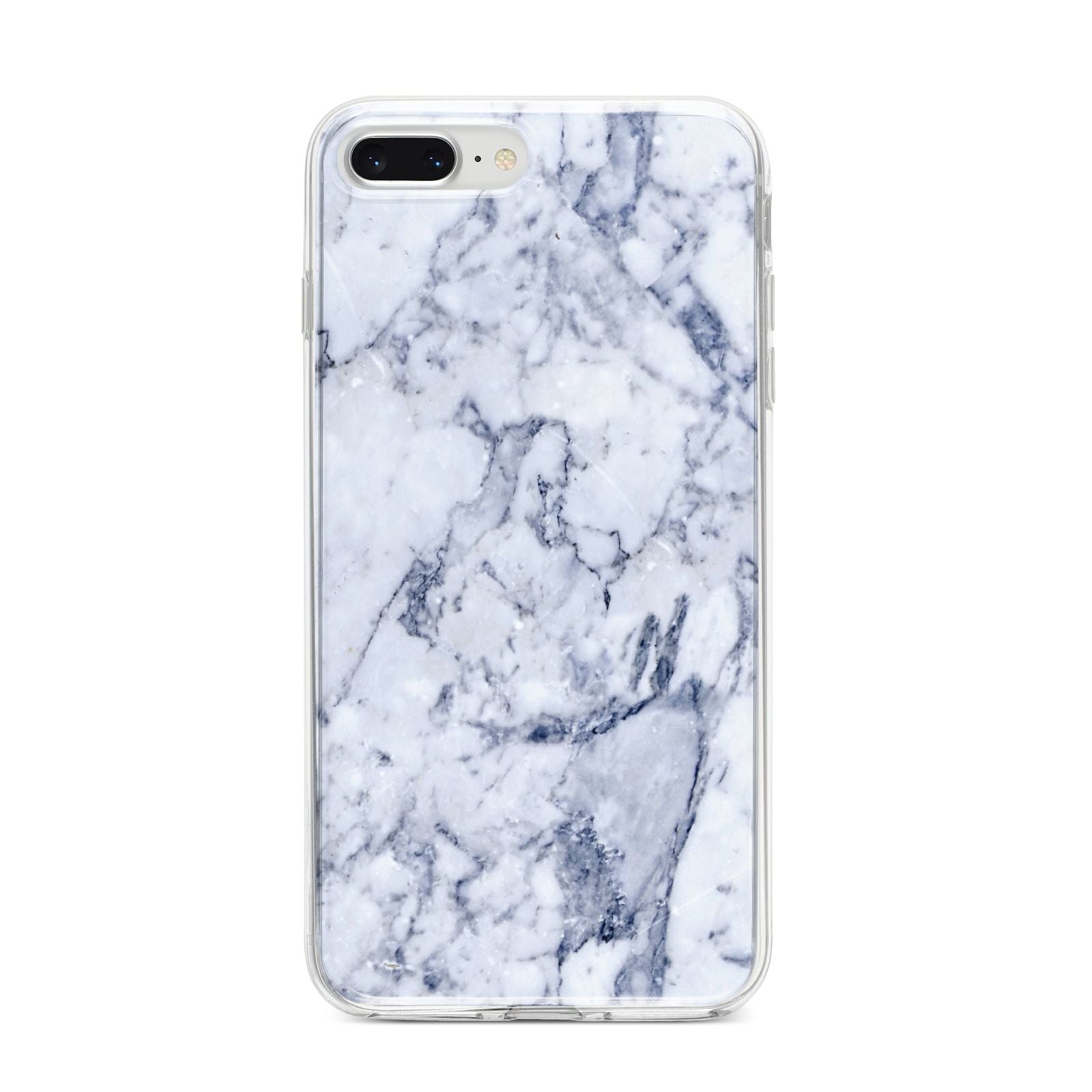 Faux Marble Blue Grey White iPhone 8 Plus Bumper Case on Silver iPhone