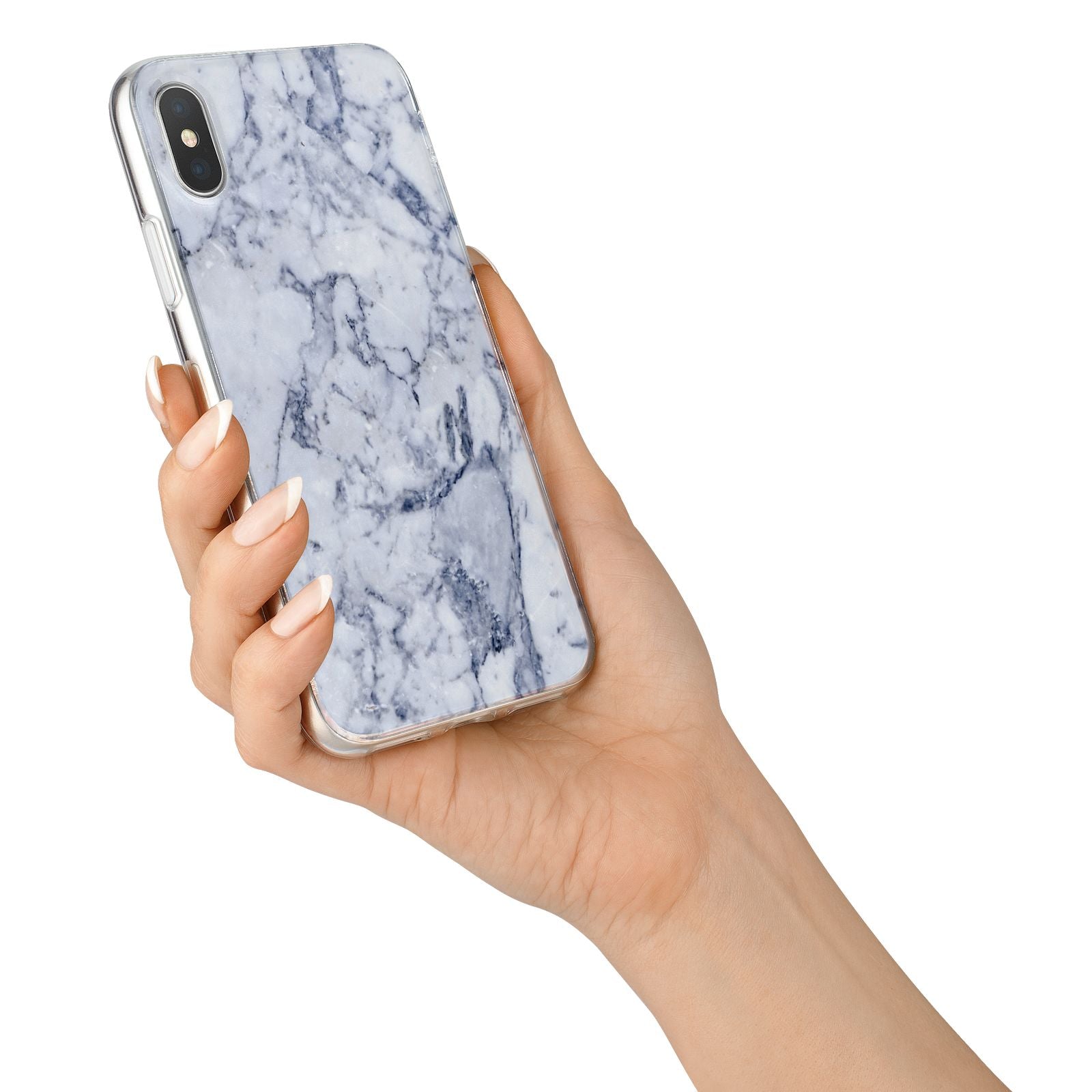 Faux Marble Blue Grey White iPhone X Bumper Case on Silver iPhone Alternative Image 2