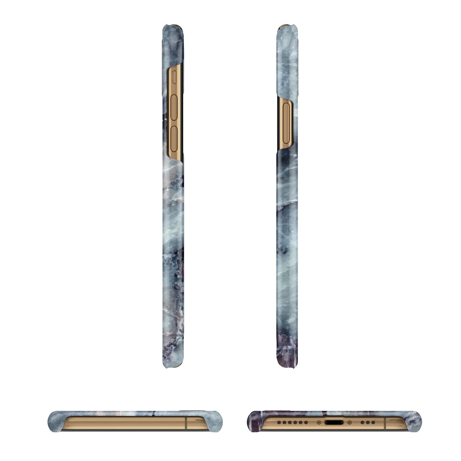 Faux Marble Blue Grey iPhone 11 3D Snap Case Angle Images