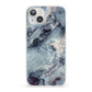 Faux Marble Blue Grey iPhone 13 Clear Bumper Case