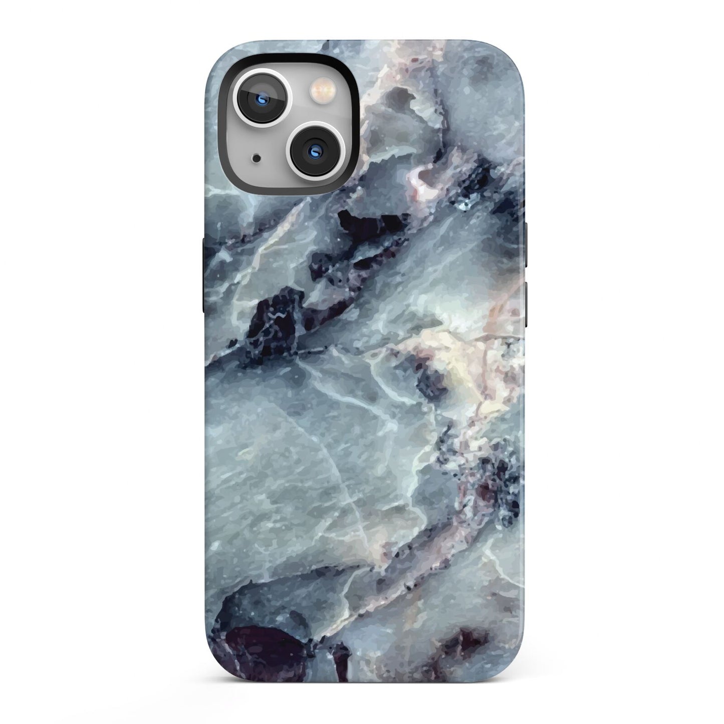Faux Marble Blue Grey iPhone 13 Full Wrap 3D Tough Case