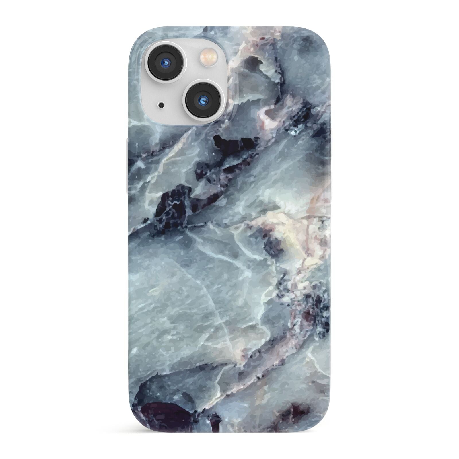 Faux Marble Blue Grey iPhone 13 Mini Full Wrap 3D Snap Case