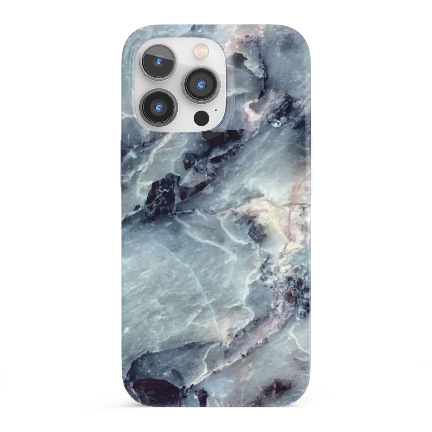 Faux Marble Blue Grey iPhone 13 Pro Full Wrap 3D Snap Case