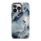 Faux Marble Blue Grey iPhone 13 Pro Full Wrap 3D Tough Case