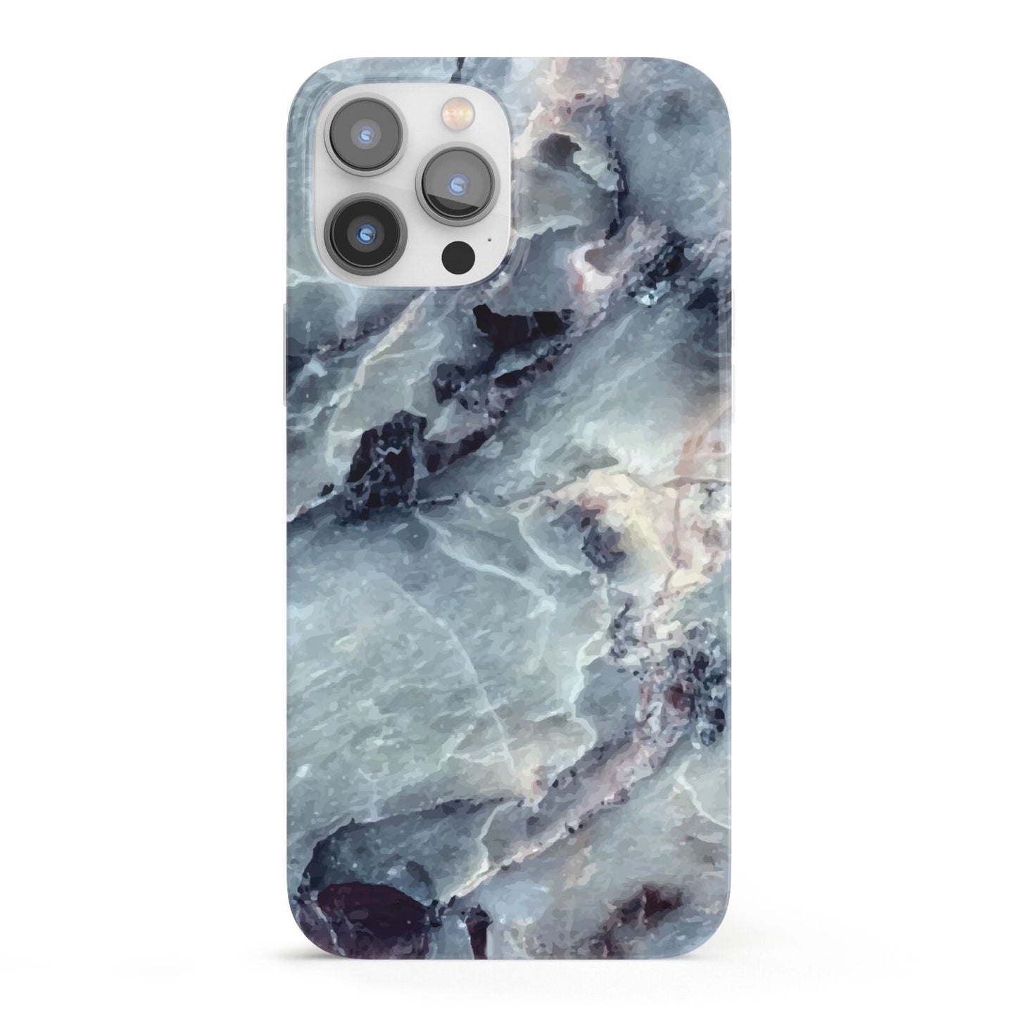 Faux Marble Blue Grey iPhone 13 Pro Max Full Wrap 3D Snap Case